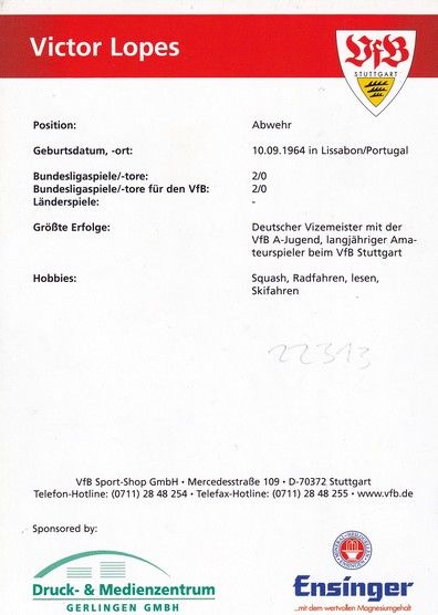 Autogramm Fussball | VfB Stuttgart | 2005 TM | Victor LOPES 