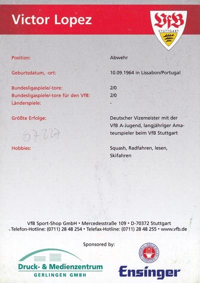 Autogramm Fussball | VfB Stuttgart | 2004 TM | Victor LOPES 