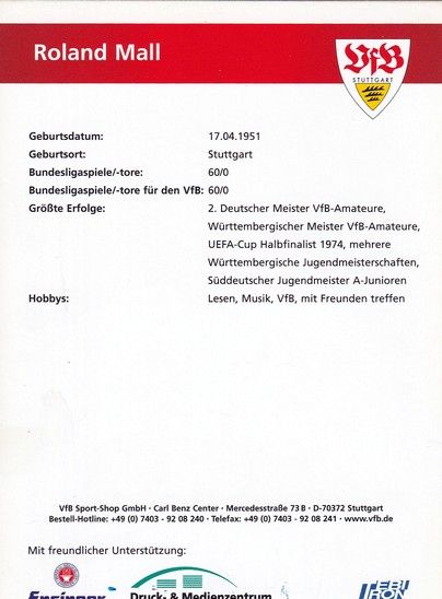 Autogramm Fussball | VfB Stuttgart | 2006 TM | Roland MALL 