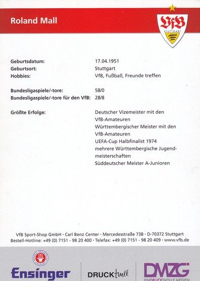Autogramm Fussball | VfB Stuttgart | 2012 TM | Roland MALL 