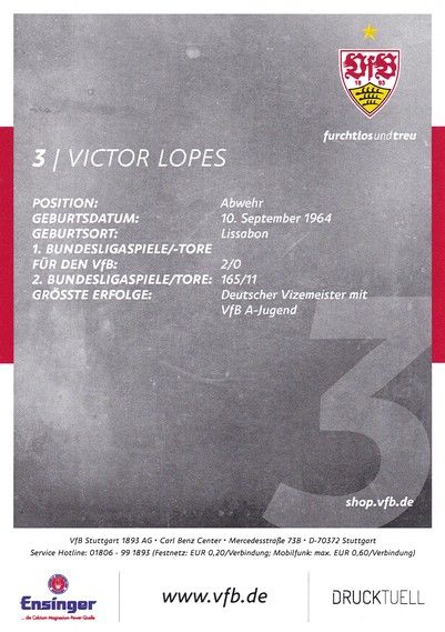 Autogramm Fussball | VfB Stuttgart | 2017 TM | Victor LOPES 