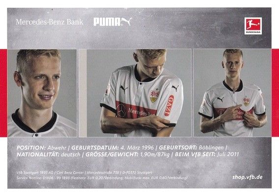 Autogramm Fussball | VfB Stuttgart | 2017 | Timo BAUMGARTL 