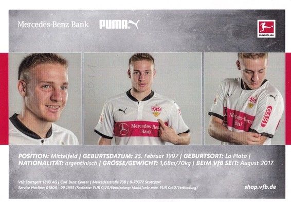 Autogramm Fussball | VfB Stuttgart | 2017 | Santiago ASCACIBAR