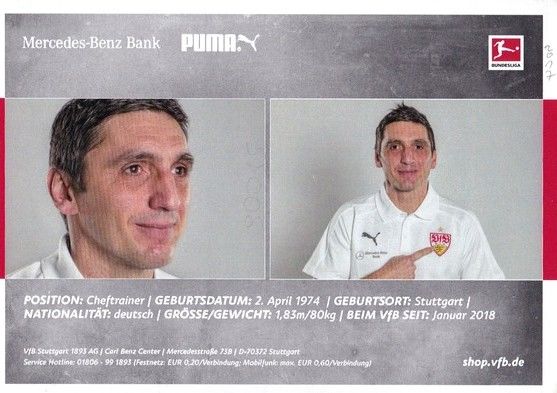 Autogramm Fussball | VfB Stuttgart | 2017 | Tayfun KORKUT