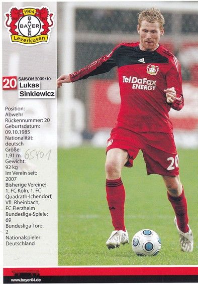 Autogramm Fussball | Bayer Leverkusen | 2009 | Lukas SINKIEWICZ