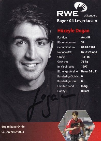 Autogramm Fussball | Bayer Leverkusen | 2002 | Huzeyfe DOGAN