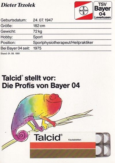 Autogramm Fussball | Bayer Leverkusen | 1991-2 | Dieter TRZOLEK