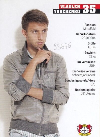 Autogramm Fussball | Bayer Leverkusen | 2014 | Vladlen YURCHENKO