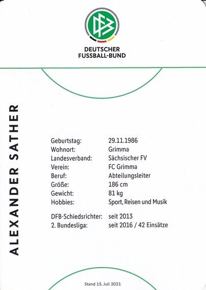 Autogramm Fussball | Schiedsrichter | 2021 Örtliche | Alexander SATHER