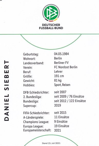 Autogramm Fussball | Schiedsrichter | 2021 Örtliche | Daniel SIEBERT