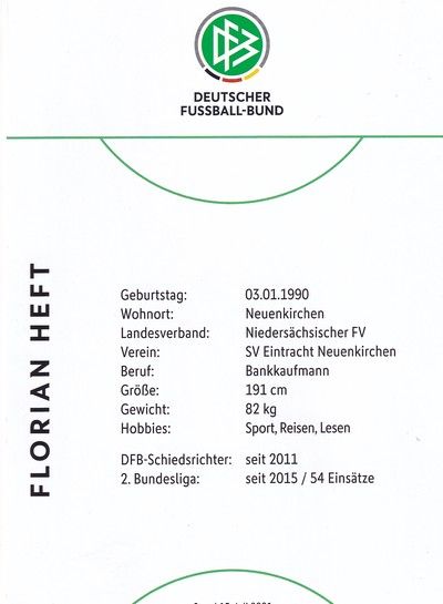 Autogramm Fussball | Schiedsrichter | 2021 Örtliche | Florian HEFT