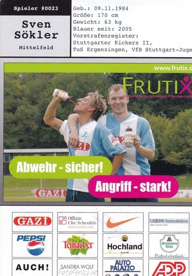 Autogramm Fussball | Stuttgarter Kickers | 2007 | Sven SÖKLER