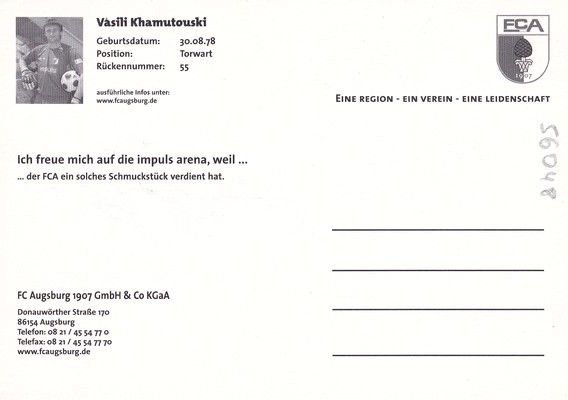 Autogramm Fussball | FC Augsburg | 2008 | Vasili KHAMOTOUSKI