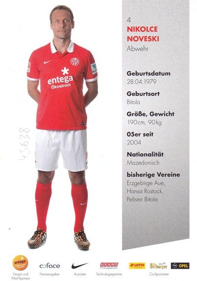 Autogramm Fussball | FSV Mainz 05 | 2014 | Nikolce NOVESKI