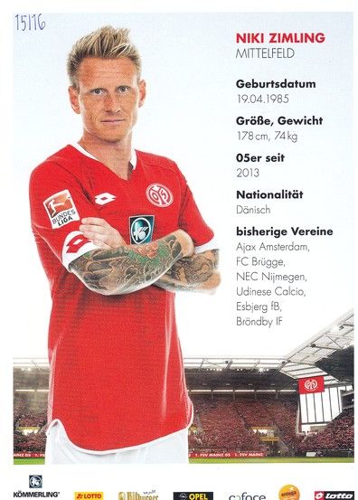Autogramm Fussball | FSV Mainz 05 | 2015 | Niki ZIMLING