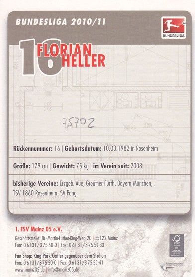 Autogramm Fussball | FSV Mainz 05 | 2010 | Florian HELLER