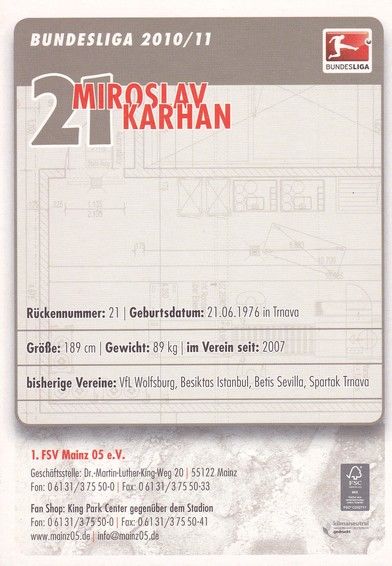 Autogramm Fussball | FSV Mainz 05 | 2010 | Miroslav KARHAN