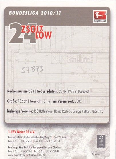Autogramm Fussball | FSV Mainz 05 | 2010 | Zsolt LÖW