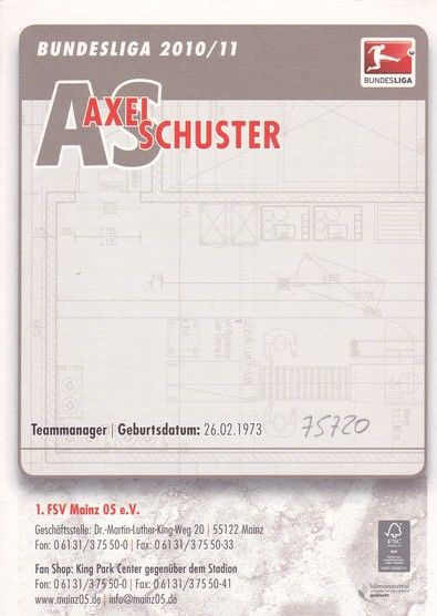 Autogramm Fussball | FSV Mainz 05 | 2010 | Axel SCHUSTER