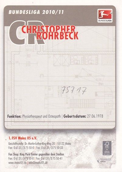Autogramm Fussball | FSV Mainz 05 | 2010 | Christopher ROHRBECK