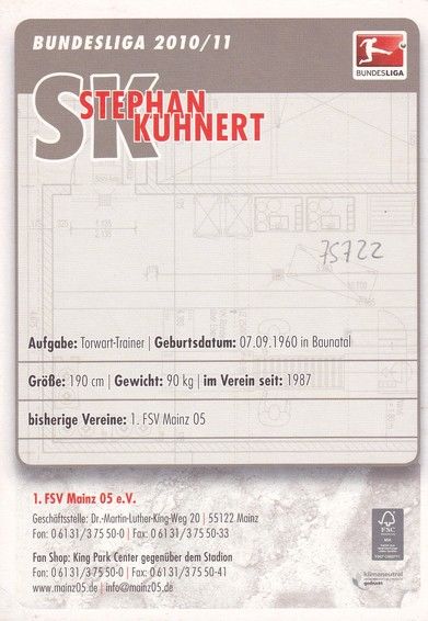 Autogramm Fussball | FSV Mainz 05 | 2010 | Stephan KUHNERT