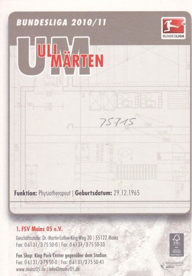Autogramm Fussball | FSV Mainz 05 | 2010 | Uli MÄRTEN
