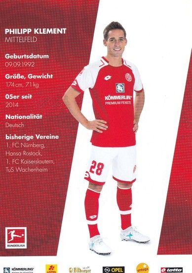 Autogramm Fussball | FSV Mainz 05 | 2017 | Philipp KLEMENT