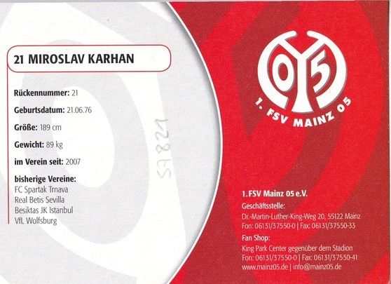 Autogramm Fussball | FSV Mainz 05 | 2008 | Miroslav KARHAN 