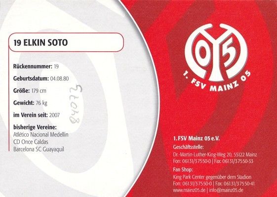 Autogramm Fussball | FSV Mainz 05 | 2008 | Elkin SOTO 