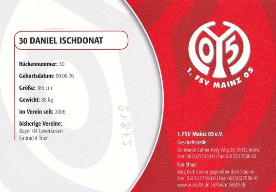 Autogramm Fussball | FSV Mainz 05 | 2008 | Daniel ISCHDONAT