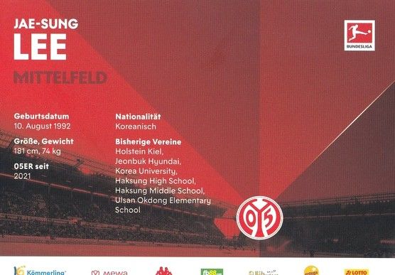 Autogramm Fussball | FSV Mainz 05 | 2022 | Jae-Sung LEE