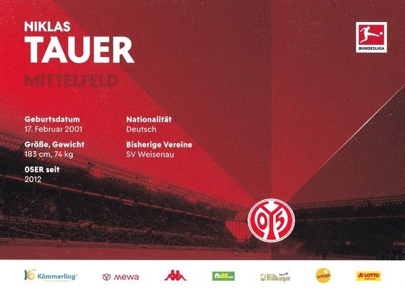 Autogramm Fussball | FSV Mainz 05 | 2022 | Niklas TAUER