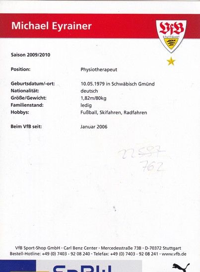 Autogramm Fussball | VfB Stuttgart | 2009 | Michael EYRAINER