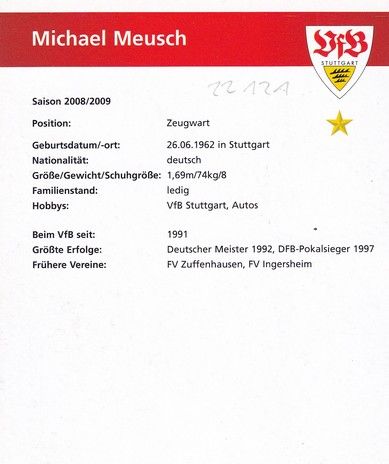 Autogramm Fussball | VfB Stuttgart | 2008 | Michael MEUSCH