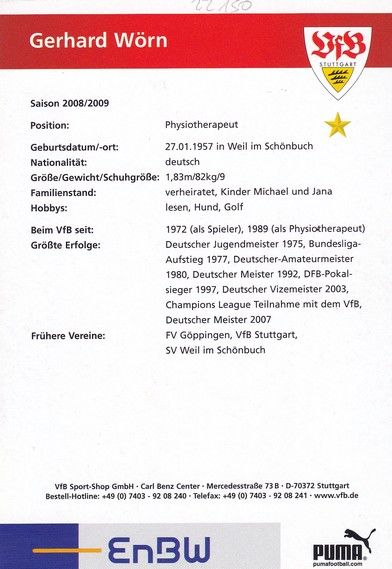 Autogramm Fussball | VfB Stuttgart | 2008 | Gerhard WÖRN