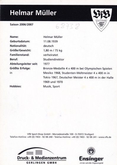 Autogramm Fussball | VfB Stuttgart II | 2006 | Helmar MÜLLER