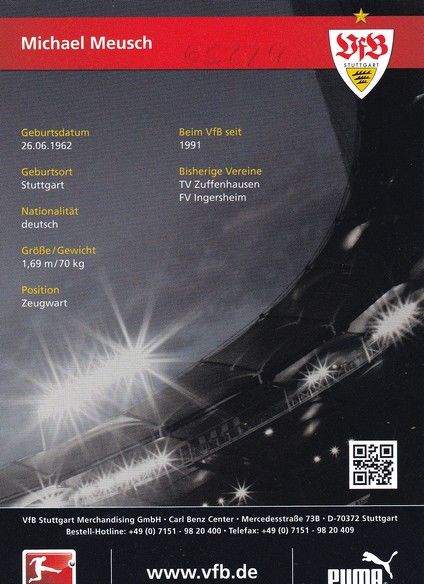 Autogramm Fussball | VfB Stuttgart | 2012 | Michael MEUSCH 