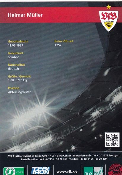 Autogramm Fussball | VfB Stuttgart | 2012 | Helmar MÜLLER