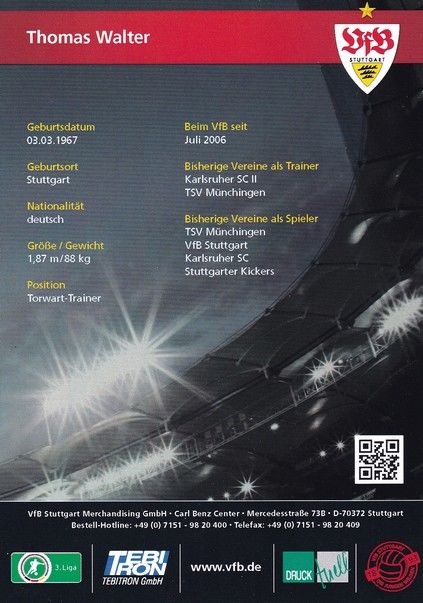 Autogramm Fussball | VfB Stuttgart | 2012 | Thomas WALTER