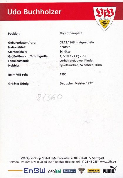 Autogramm Fussball | VfB Stuttgart | 2005 | Udo BUCHHOLZER