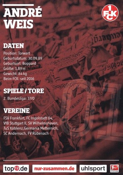 Autogramm Fussball | 1. FC Kaiserslautern | 2016 | Andre WEIS