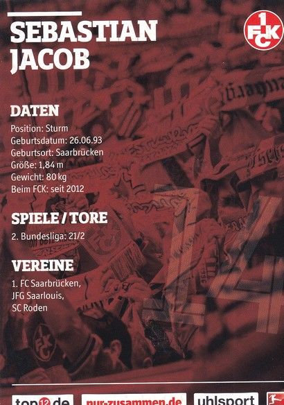 Autogramm Fussball | 1. FC Kaiserslautern | 2016 | Sebastian JACOB
