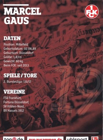 Autogramm Fussball | 1. FC Kaiserslautern | 2016 | Marcel GAUS