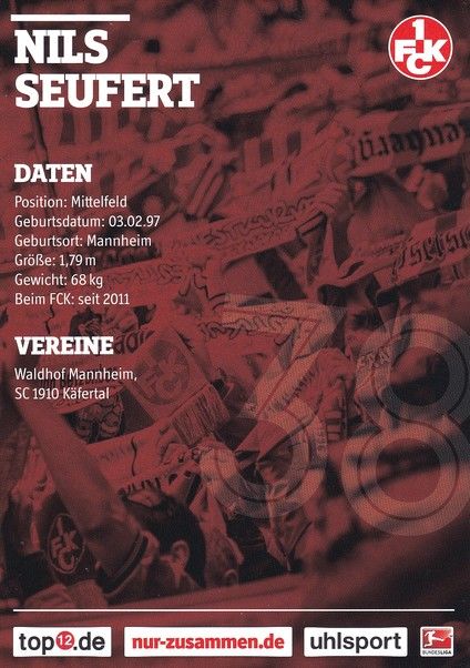Autogramm Fussball | 1. FC Kaiserslautern | 2016 | Nils SEUFERT