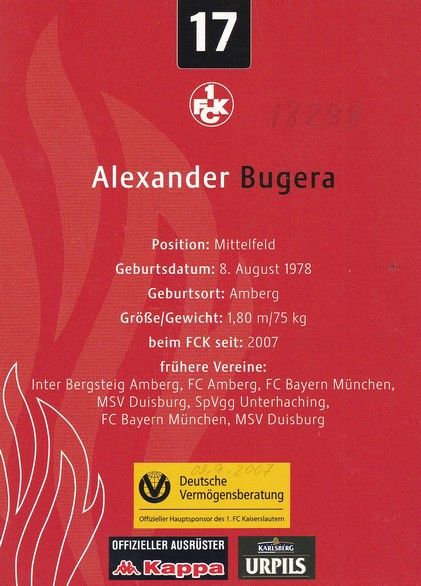 Autogramm Fussball | 1. FC Kaiserslautern | 2007 | Alexander BUGERA