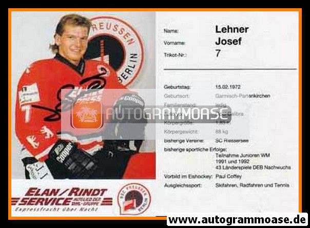 Autogramm Eishockey | BSC Preussen Berlin | 1993 | Josef LEHNER
