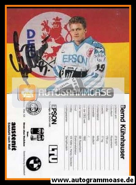 Autogramm Eishockey | Düsseldorfer EG | 1992 | Bernd KÜHNHAUSER