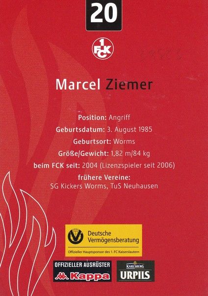 Autogramm Fussball | 1. FC Kaiserslautern | 2007 | Marcel ZIEMER