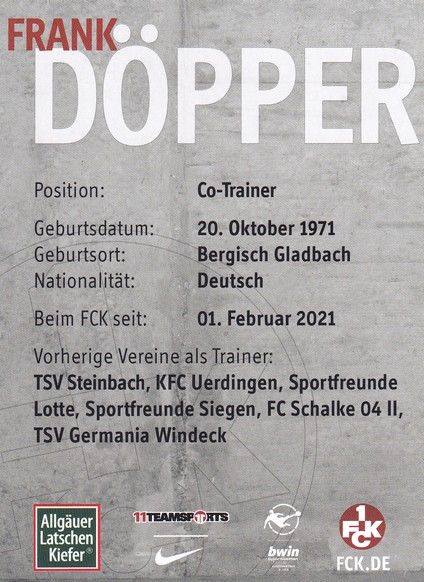 Autogramm Fussball | 1. FC Kaiserslautern | 2021 | Frank DÖPPER