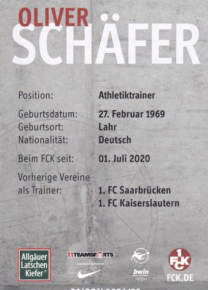 Autogramm Fussball | 1. FC Kaiserslautern | 2021 | Oliver SCHÄFER
